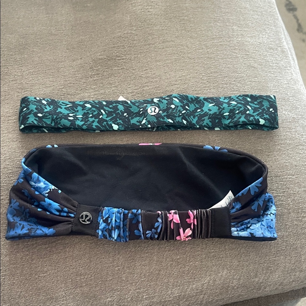lululemon athletica Floral Black and Blue Headbands